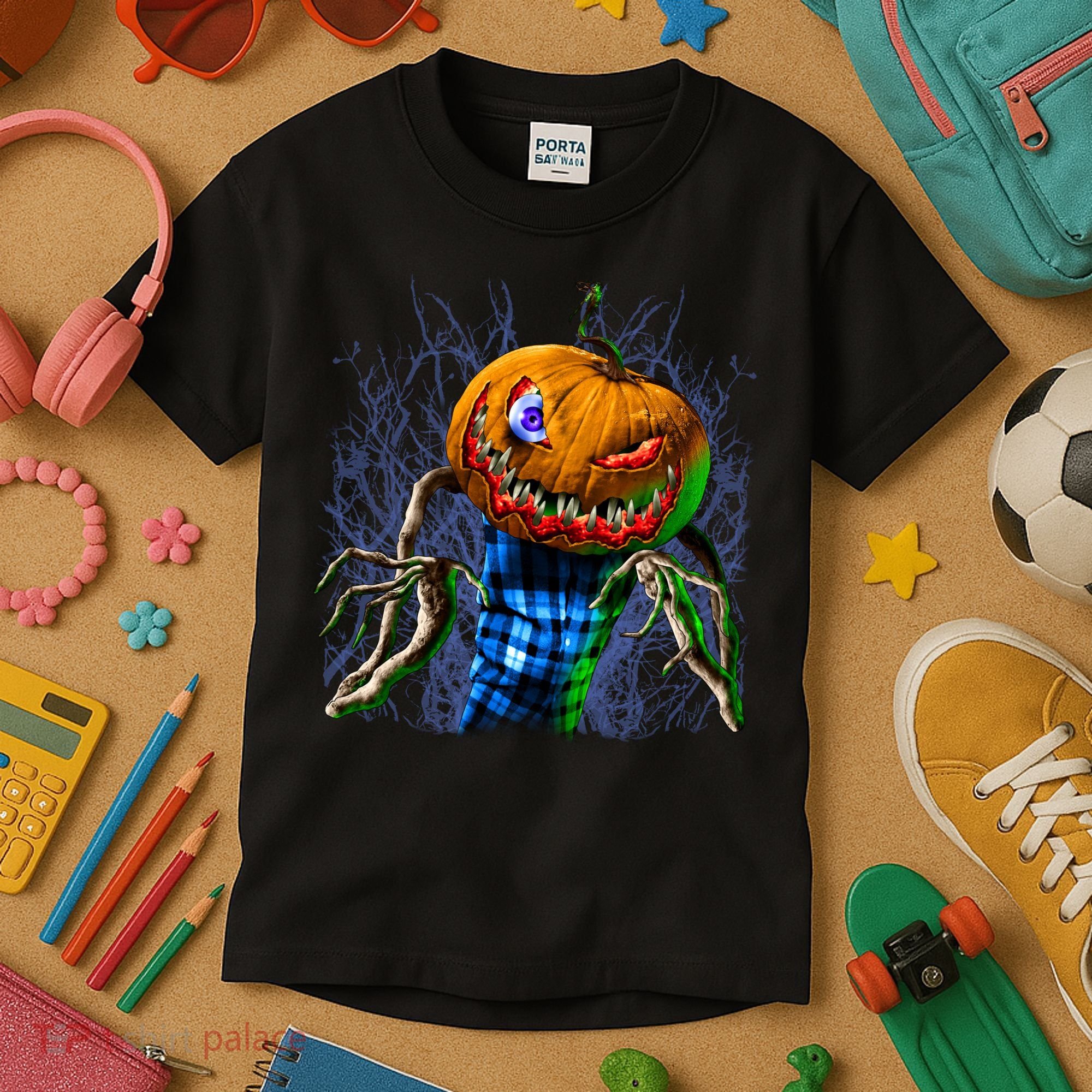 Pumpkinhead Scarecrow Halloween Kids T-Shirt
