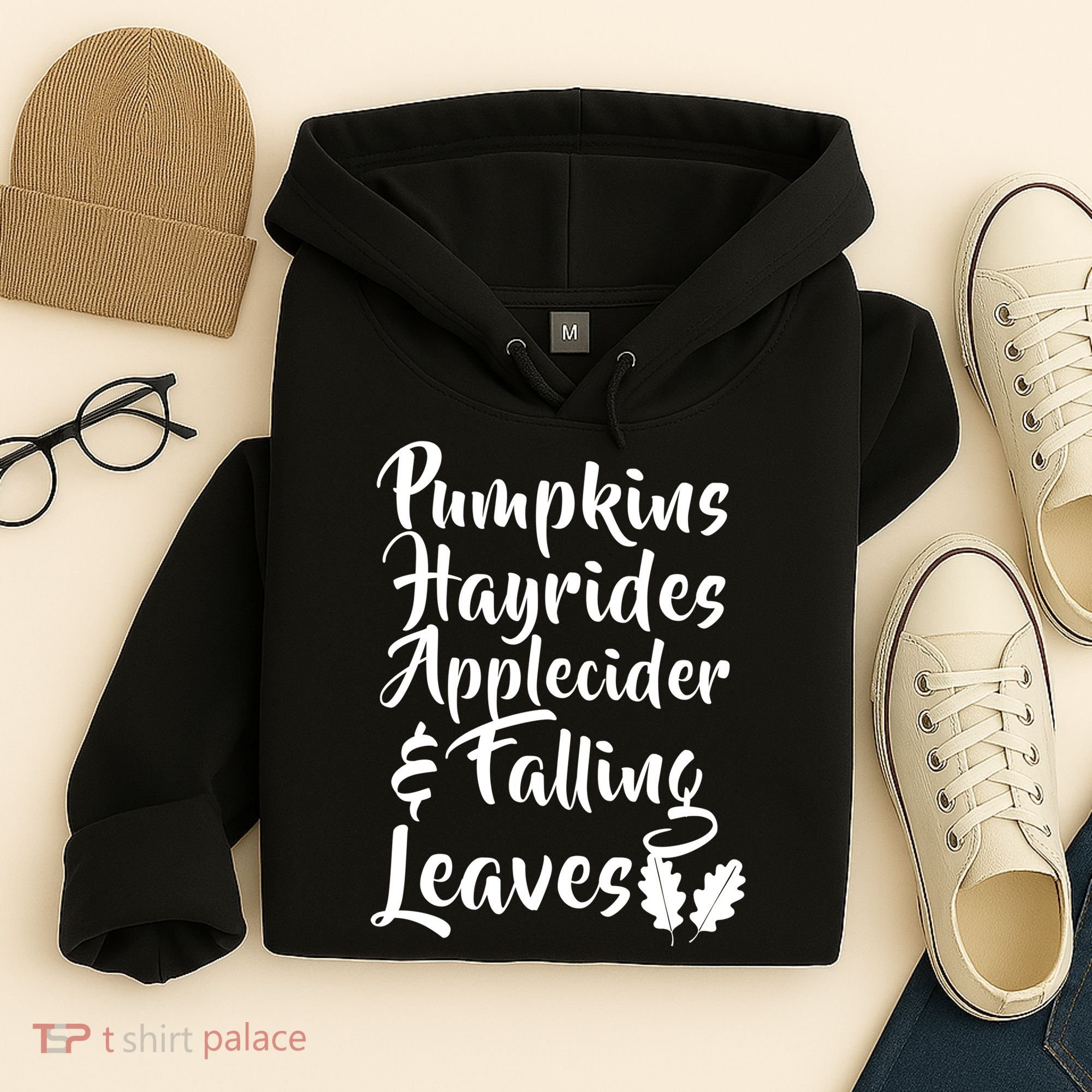Pumpkins Hayrides Apple Cider and Falling Leaves Hoodie