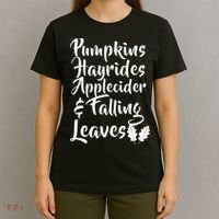 Pumpkins Hayrides Apple Cider and Falling Leaves T-Shirt thumb 4