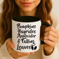 Pumpkins Hayrides Apple Cider and Falling Leaves Coffee Mug thumb 3