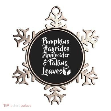 Pumpkins Hayrides Apple Cider and Falling Leaves Ornament