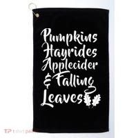 Pumpkins Hayrides Apple Cider and Falling Leaves Golf Towel thumb 0