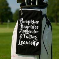 Pumpkins Hayrides Apple Cider and Falling Leaves Golf Towel thumb 2