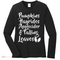 Pumpkins Hayrides Apple Cider and Falling Leaves Women's Long Sleeve Shirt thumb 0