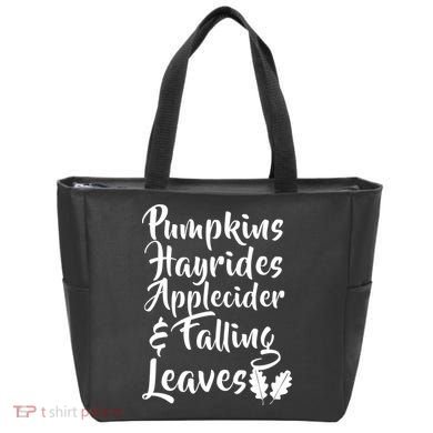 Pumpkins Hayrides Apple Cider and Falling Leaves Tote Bag