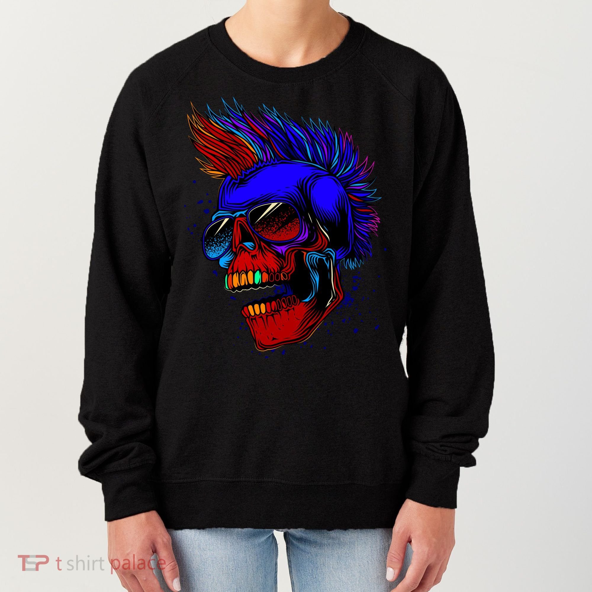 Punk Rock Neon Skull Head Women's Sweatshirt