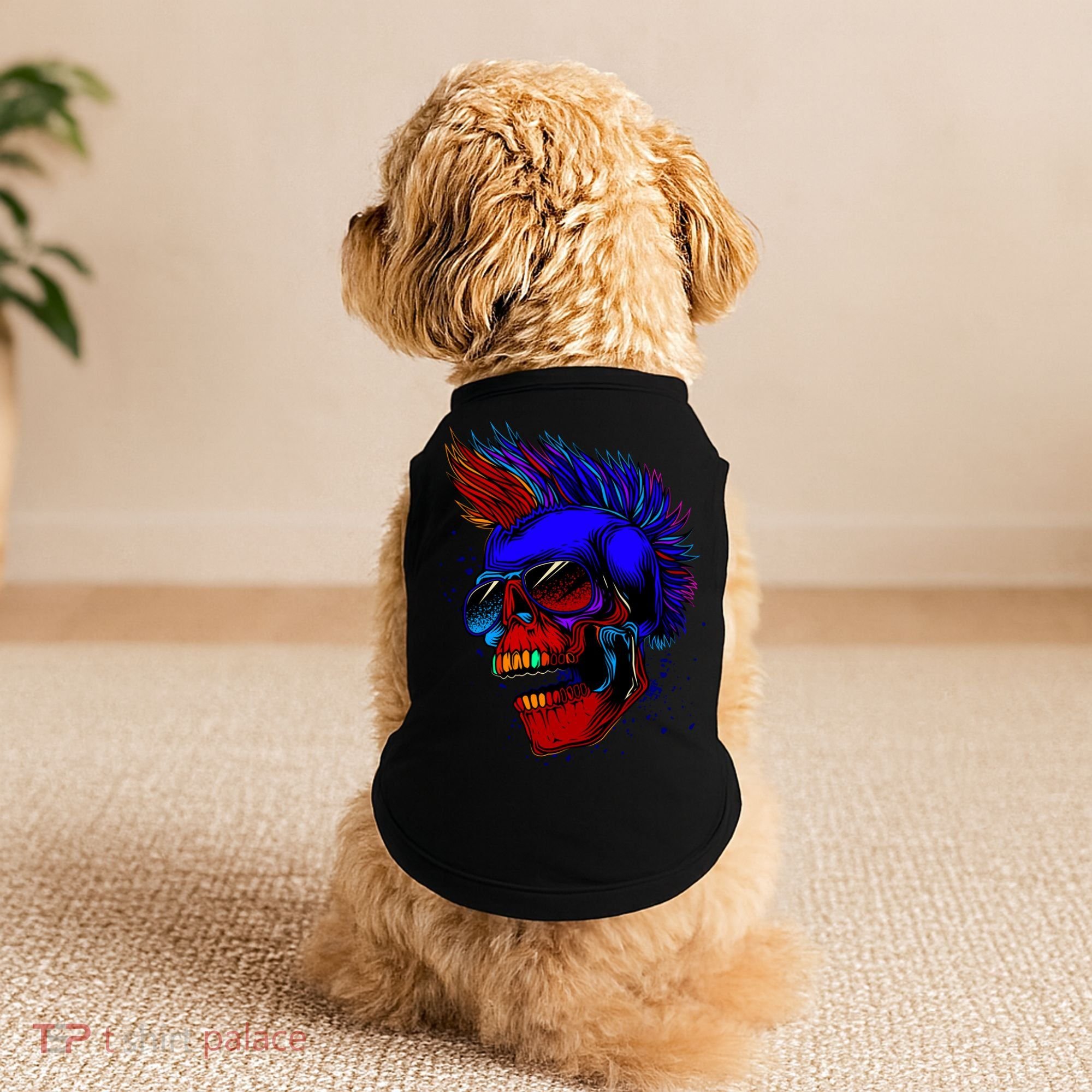 Punk Rock Neon Skull Head Doggie Tank