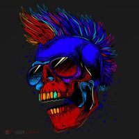 Punk Rock Neon Skull Head Hoodie thumb 2