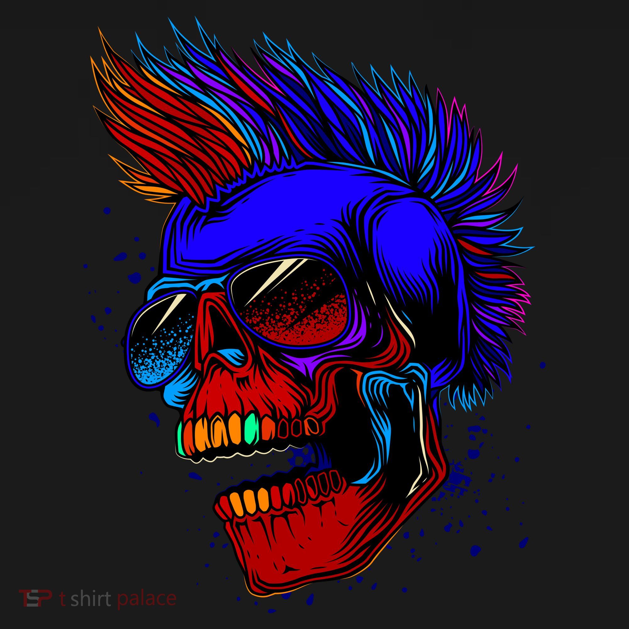 Punk Rock Neon Skull Head Hoodie