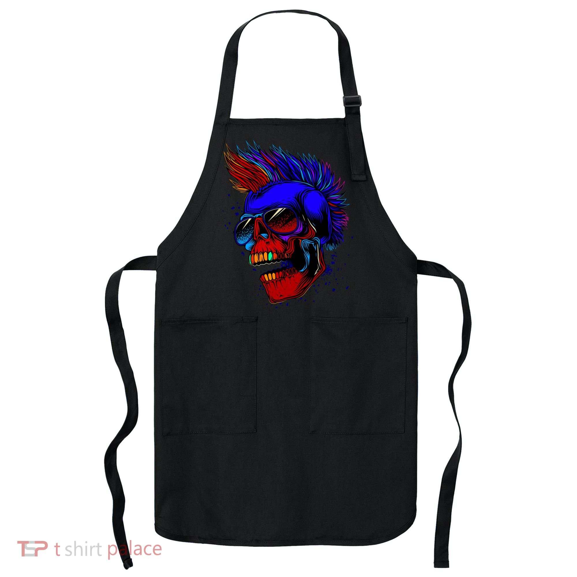 Punk Rock Neon Skull Head Apron