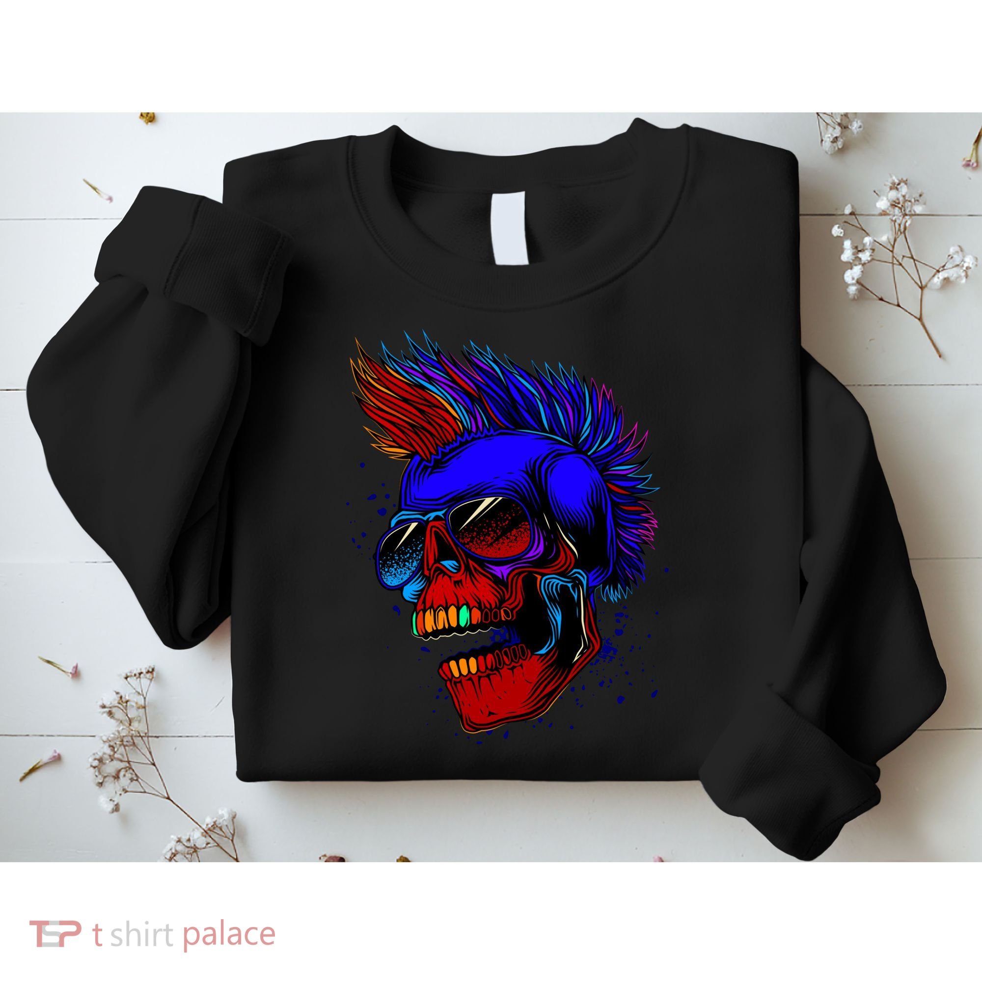 Punk Rock Neon Skull Head Sweatshirt