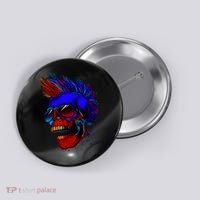 Punk Rock Neon Skull Head Button thumb 0