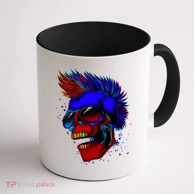Punk Rock Neon Skull Head Coffee Mug back