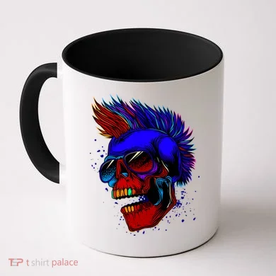 Punk Rock Neon Skull Head Coffee Mug
