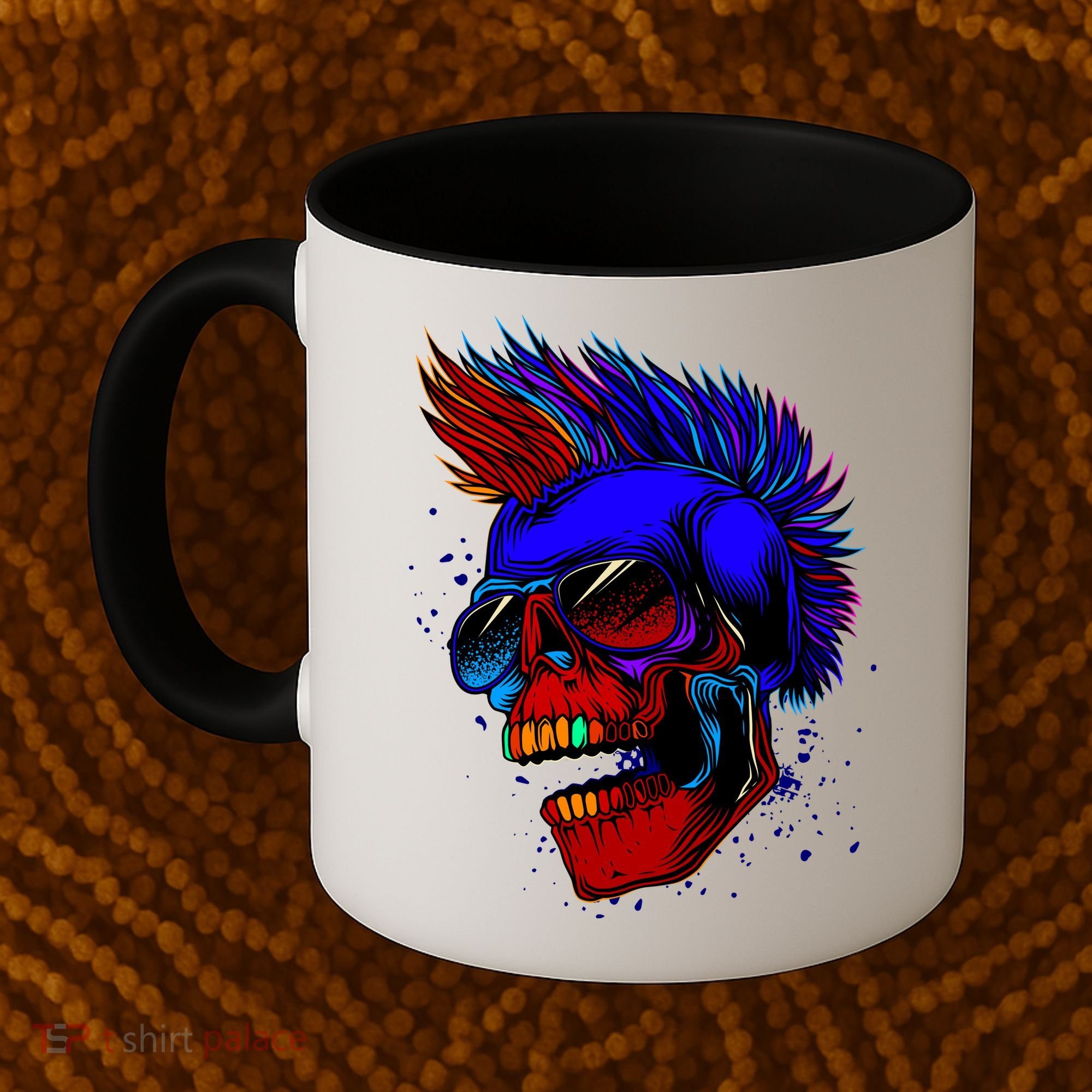 Punk Rock Neon Skull Head Coffee Mug