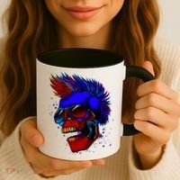 Punk Rock Neon Skull Head Coffee Mug thumb 3