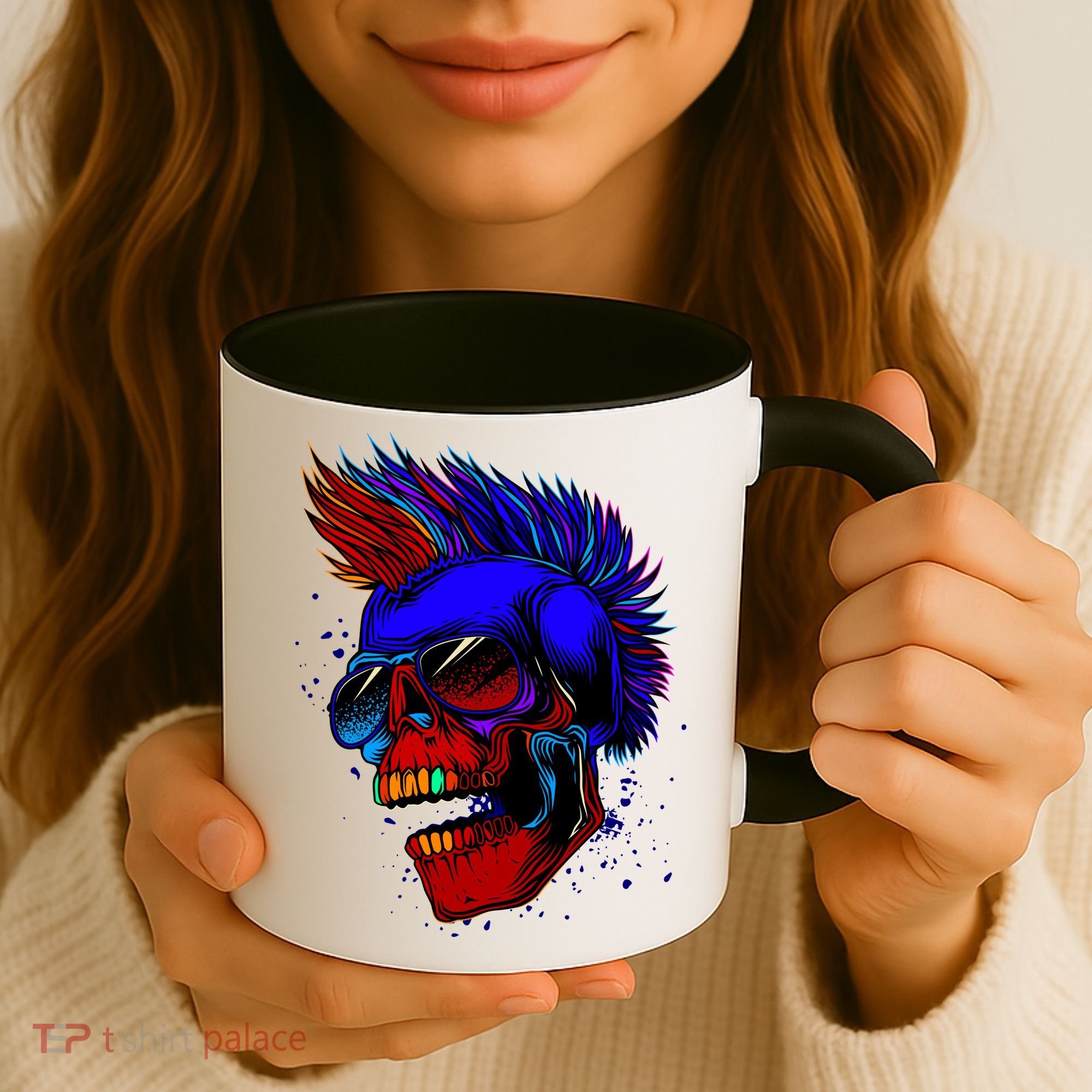 Punk Rock Neon Skull Head Coffee Mug