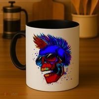 Punk Rock Neon Skull Head Coffee Mug thumb 4