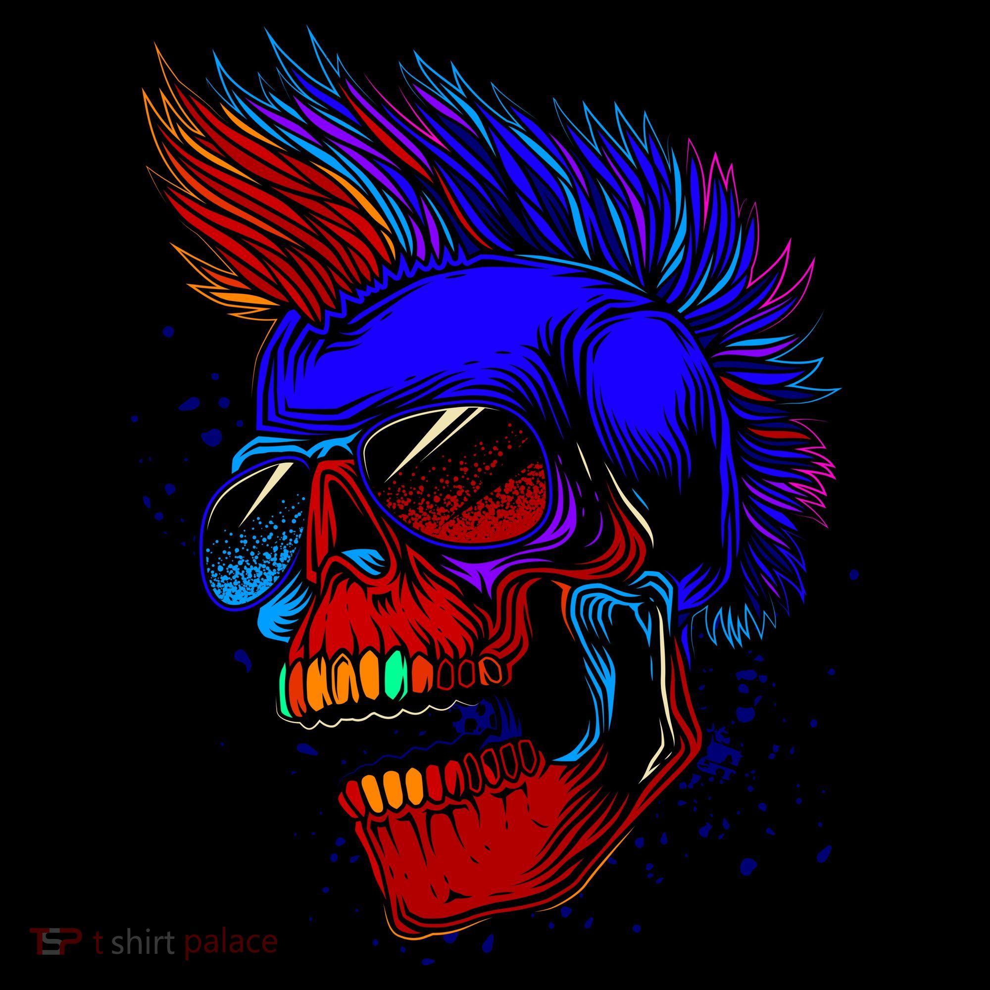 Punk Rock Neon Skull Head Mousepad