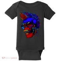 Punk Rock Neon Skull Head Baby Bodysuit thumb 0