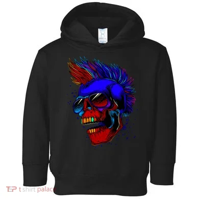 Punk Rock Neon Skull Head Toddler Hoodie