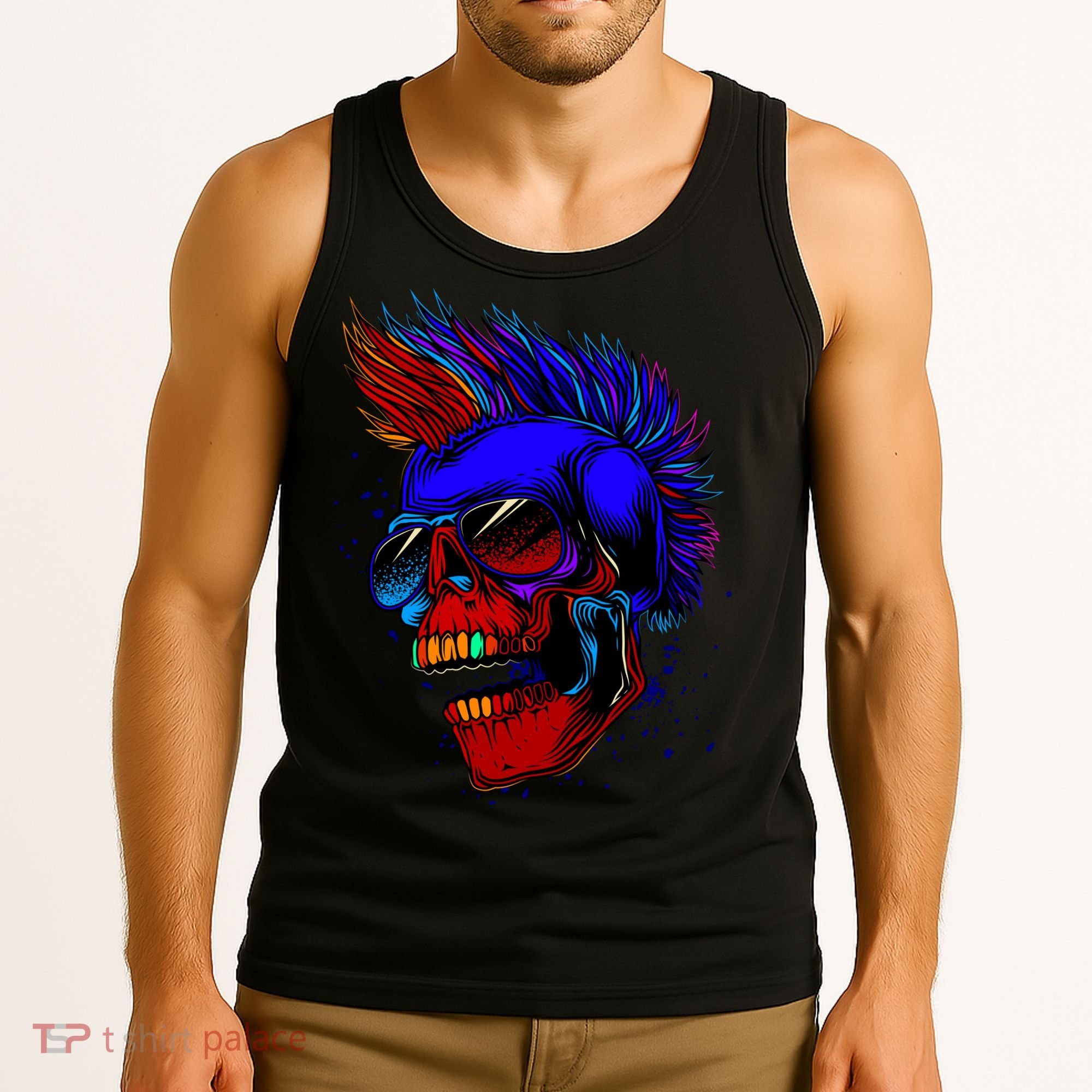 Punk Rock Neon Skull Head Tank Top