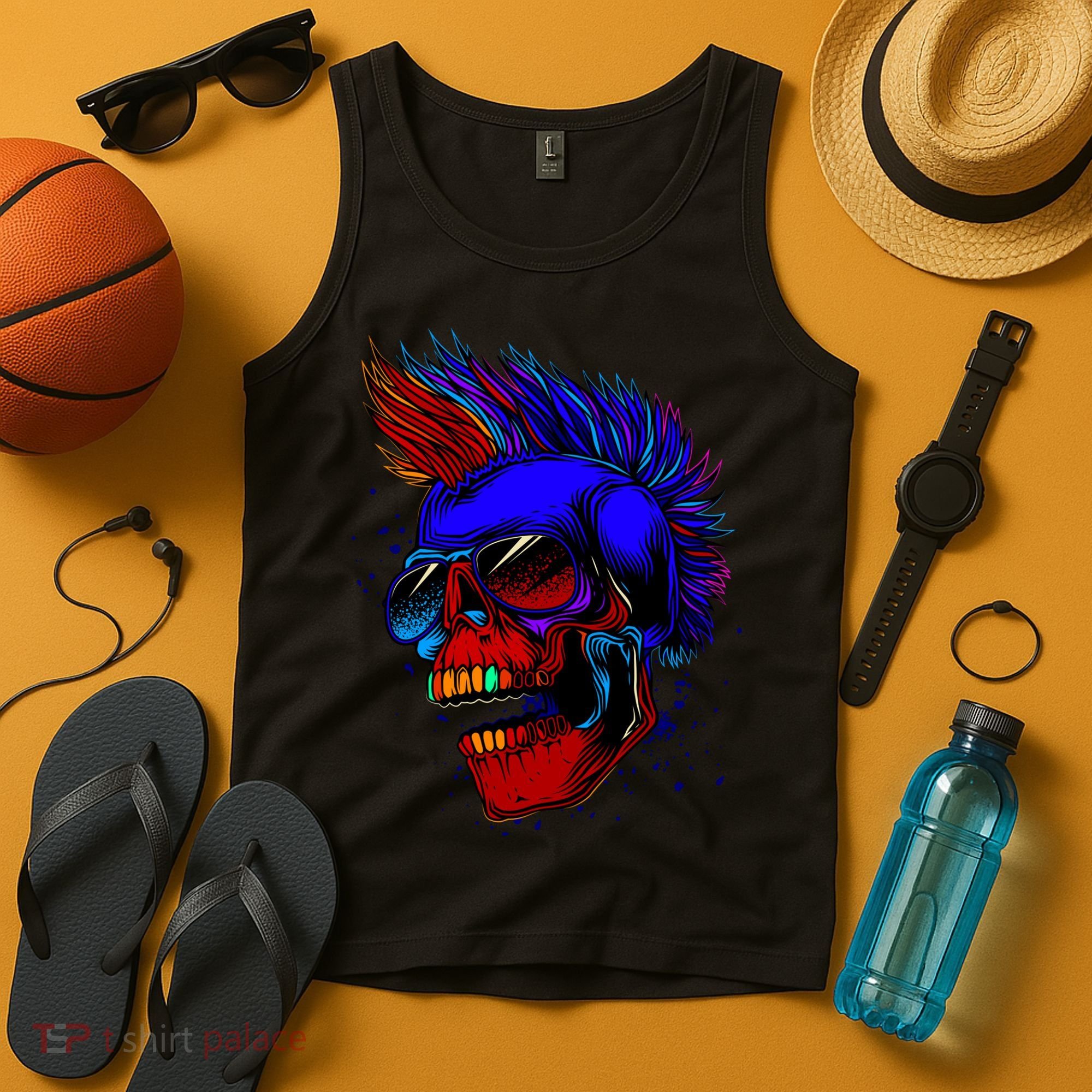 Punk Rock Neon Skull Head Tank Top