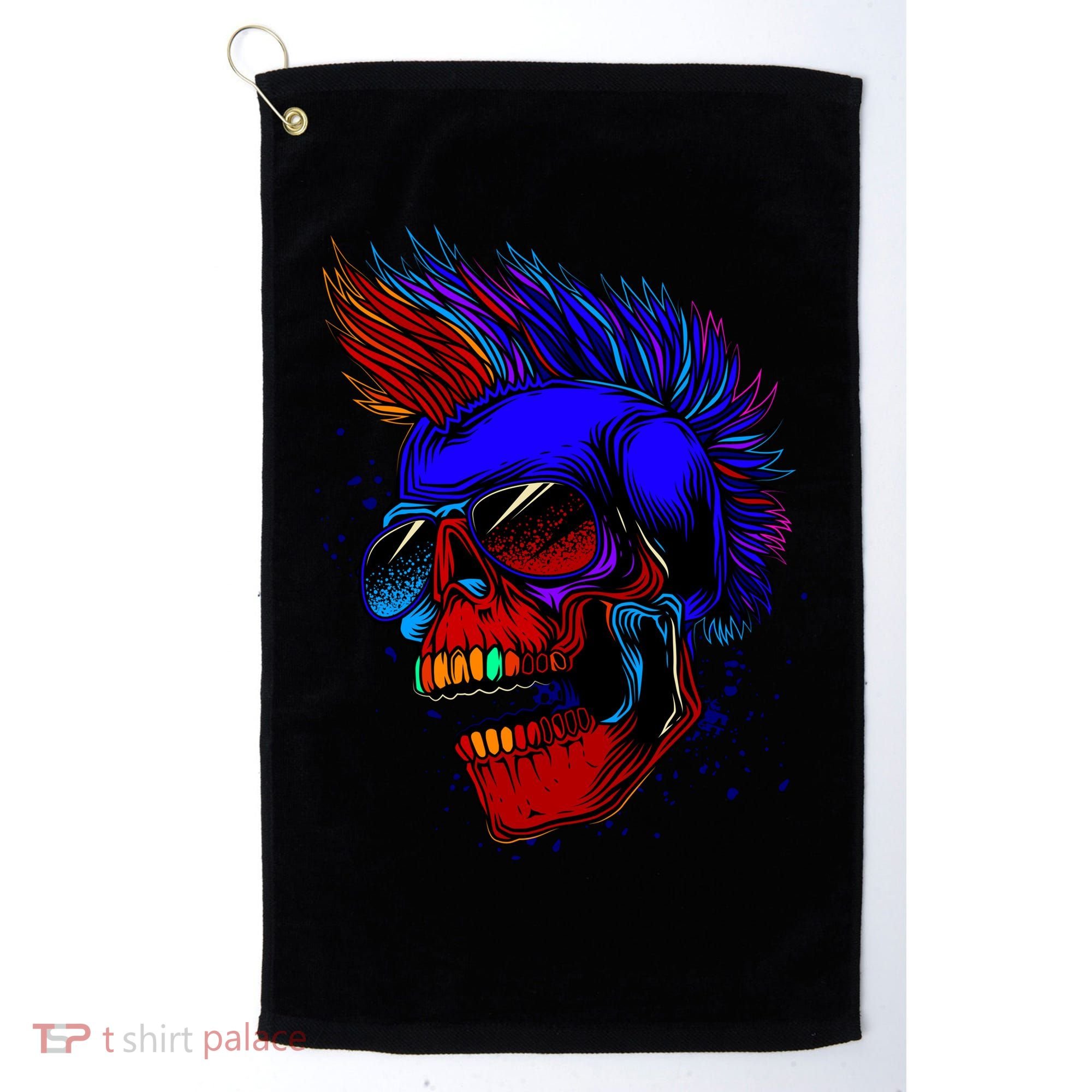 Punk Rock Neon Skull Head Golf Towel