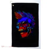 Punk Rock Neon Skull Head Golf Towel thumb 0