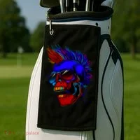 Punk Rock Neon Skull Head Golf Towel thumb 2