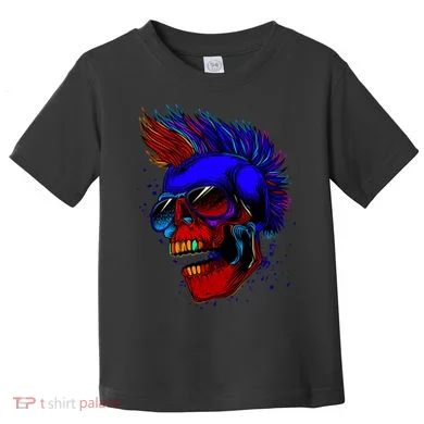 Punk Rock Neon Skull Head Toddler T-Shirt