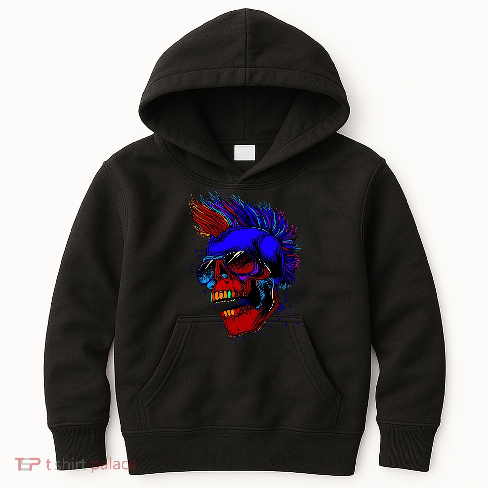 Punk Rock Neon Skull Head Kids Hoodie