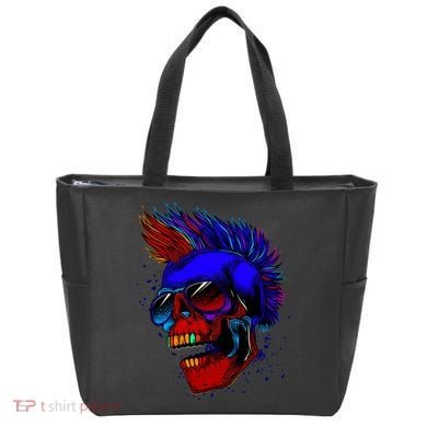 Punk Rock Neon Skull Head Tote Bag