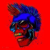 Punk Rock Neon Skull Head Santa Hat thumb 1
