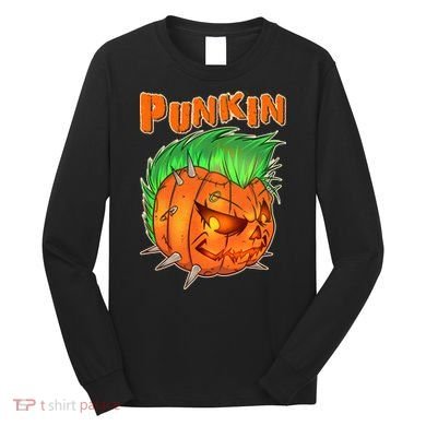 PUNKIN With Mohawk Funny Scary Halloween Long Sleeve Shirt