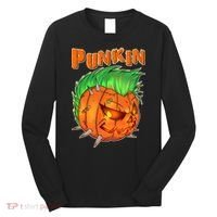 PUNKIN With Mohawk Funny Scary Halloween Long Sleeve Shirt thumb 0