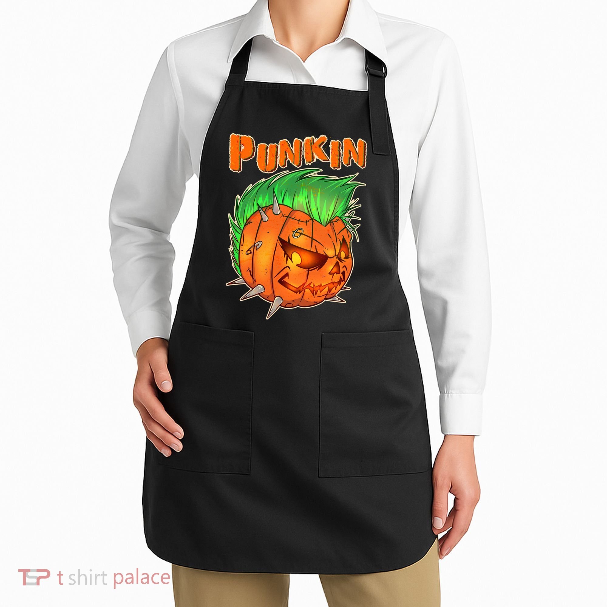 PUNKIN With Mohawk Funny Scary Halloween Apron