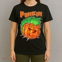 PUNKIN With Mohawk Funny Scary Halloween T-Shirt thumb 4