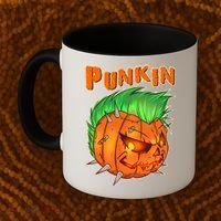 PUNKIN With Mohawk Funny Scary Halloween Coffee Mug thumb 2