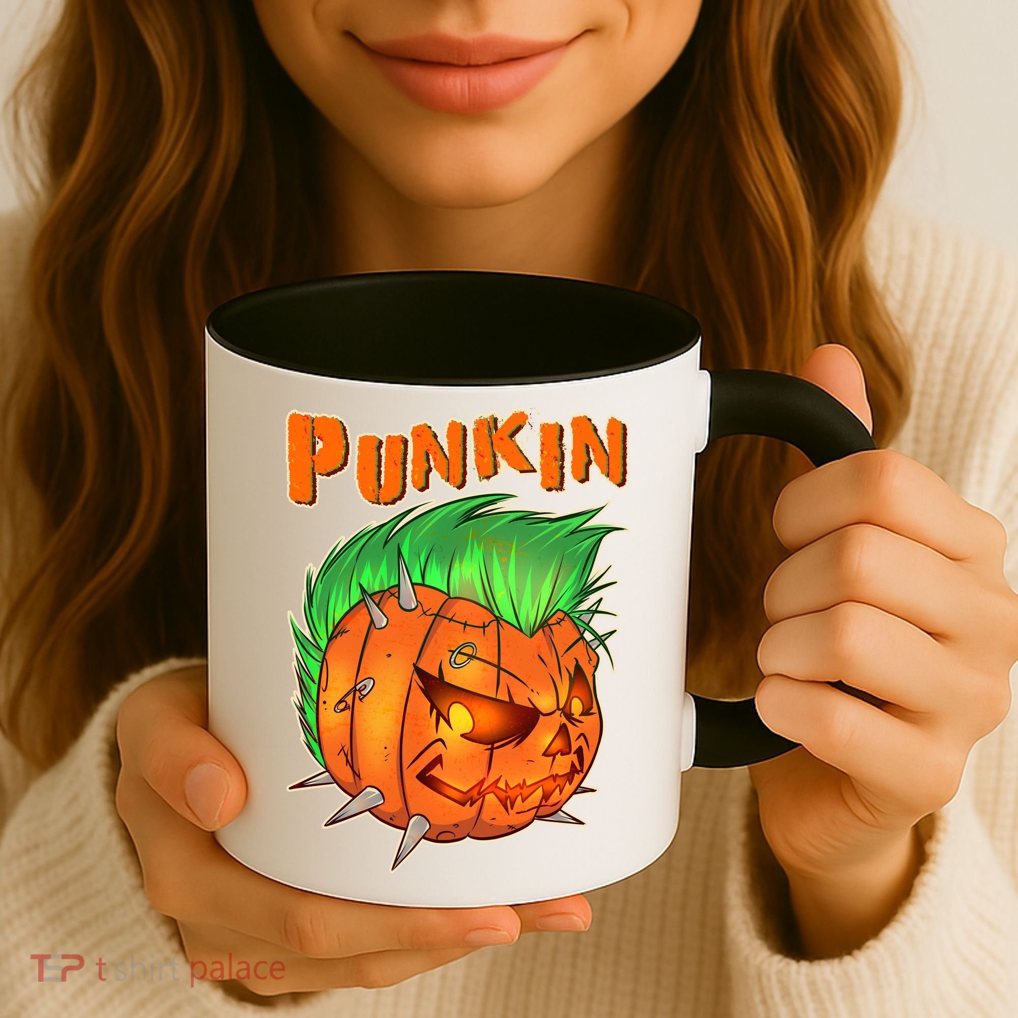 PUNKIN With Mohawk Funny Scary Halloween Coffee Mug