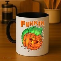 PUNKIN With Mohawk Funny Scary Halloween Coffee Mug thumb 4