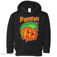 PUNKIN With Mohawk Funny Scary Halloween Toddler Hoodie thumb 0