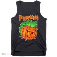 PUNKIN With Mohawk Funny Scary Halloween Tank Top thumb 0