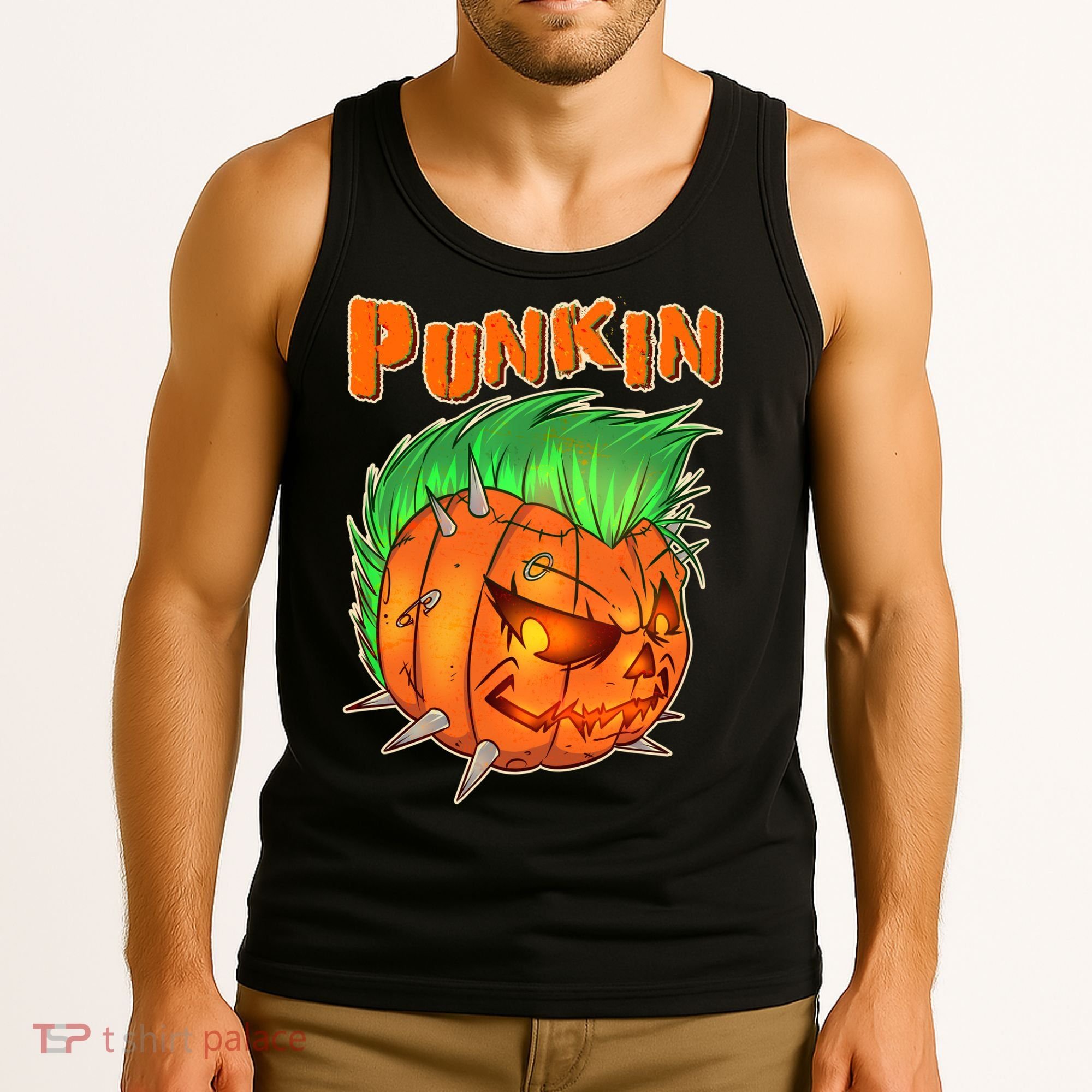 PUNKIN With Mohawk Funny Scary Halloween Tank Top