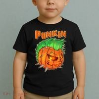 PUNKIN With Mohawk Funny Scary Halloween Toddler T-Shirt thumb 2