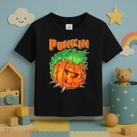 PUNKIN With Mohawk Funny Scary Halloween Toddler T-Shirt thumb 3