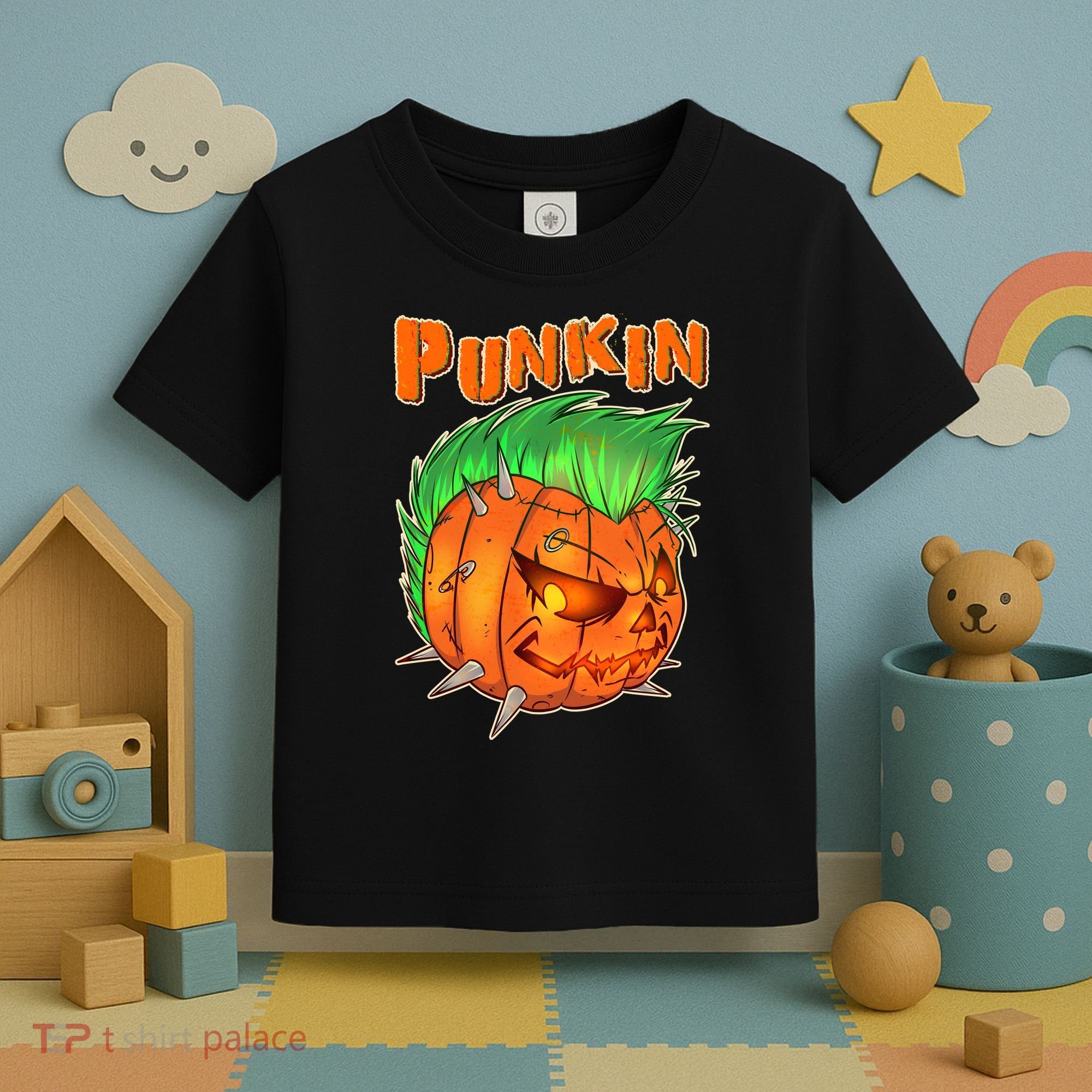 PUNKIN With Mohawk Funny Scary Halloween Toddler T-Shirt
