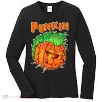 PUNKIN With Mohawk Funny Scary Halloween Women's Long Sleeve Shirt thumb 0