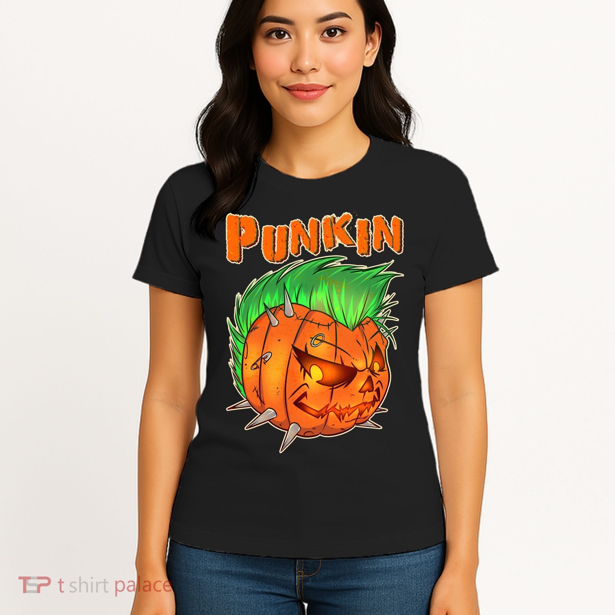 PUNKIN With Mohawk Funny Scary Halloween Women's T-Shirt