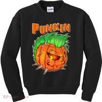PUNKIN With Mohawk Funny Scary Halloween Kids Sweatshirt thumb 0